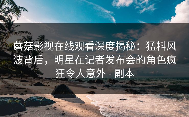 蘑菇影视在线观看深度揭秘：猛料风波背后，明星在记者发布会的角色疯狂令人意外 - 副本