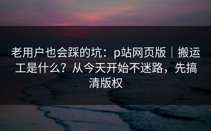 老用户也会踩的坑:p站网页版|搬运工是什么?从今天开始不迷路,先搞清版权